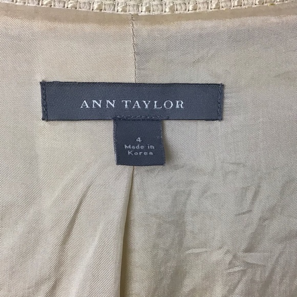 Ann Taylor yellow raw edge basket weave tweed Single Button Blazer Jacket. Sz 4 - Picture 9 of 11